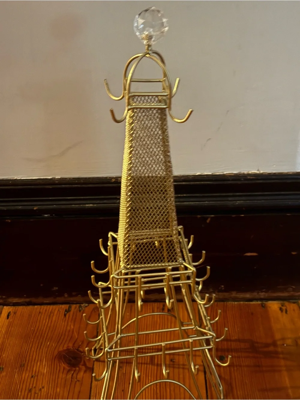 Gold Eiffel Tower Jewelry/Accessory Stand with Crystal Top